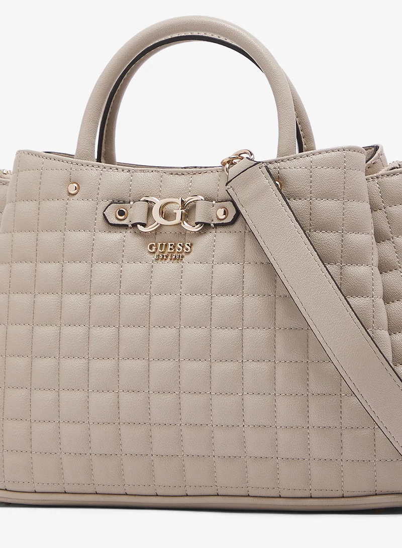 Guess Light Taupe Nadira Girlfriend Satchel Bag for Women | Best Price UAE